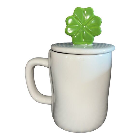 RAE DUNN "KISS ME” Mug With Four Leaf Clover Topper. By Magenta - Picture 3 of 4